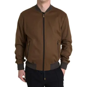 Dolce & Gabbana Elegant Brown Cashmere Bomber Jacket