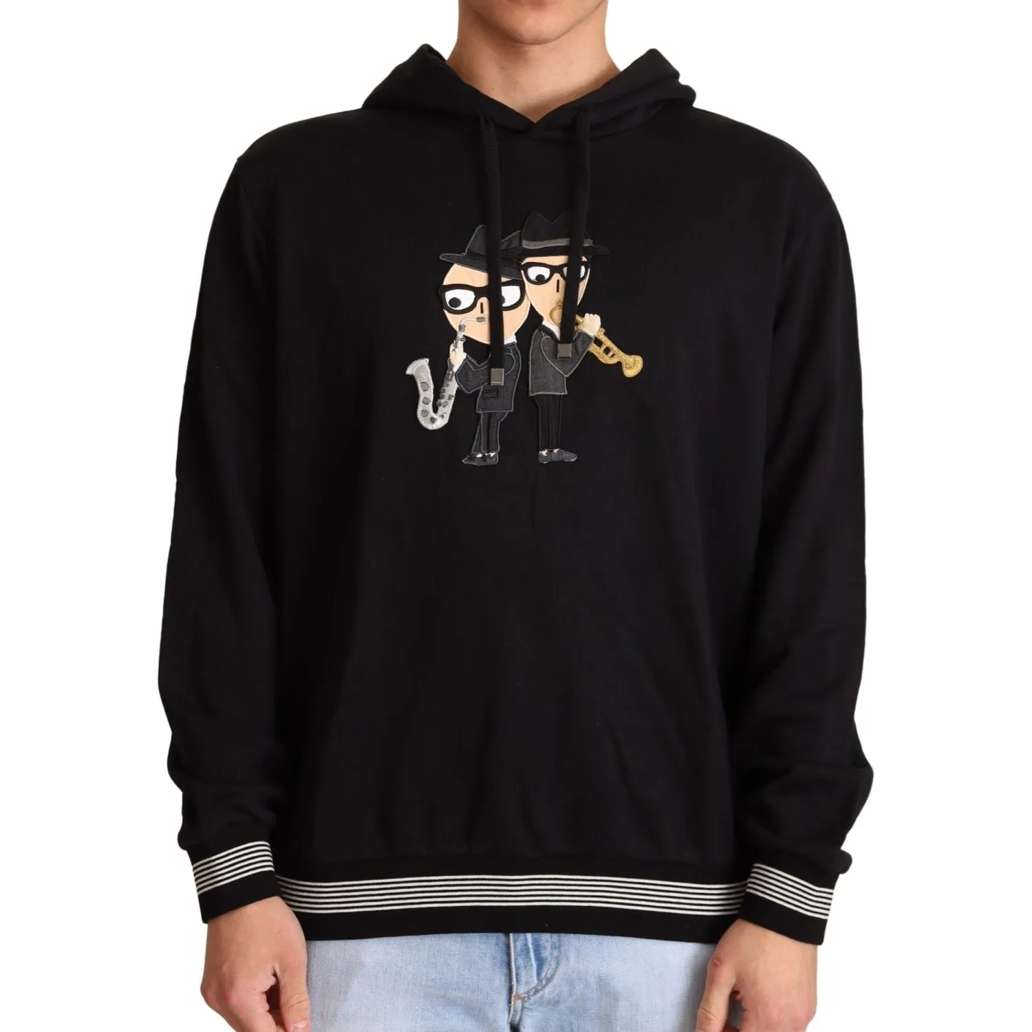 Dolce & Gabbana Elegant Embroidered Black Cotton Sweater