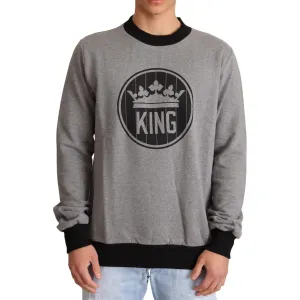 Dolce & Gabbana Elegant Gray Crown Motif Crewneck Sweater