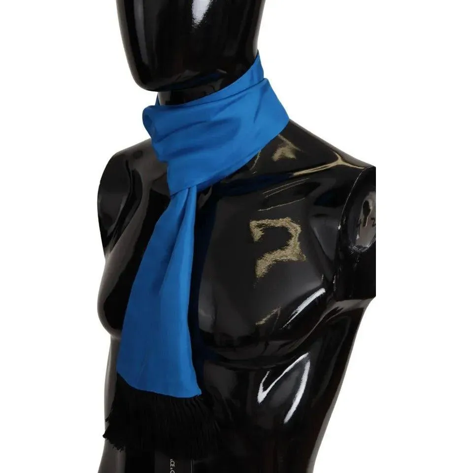 Dolce & Gabbana Royal Blue Scarf Neck Wrap Shawl Silk Scarf