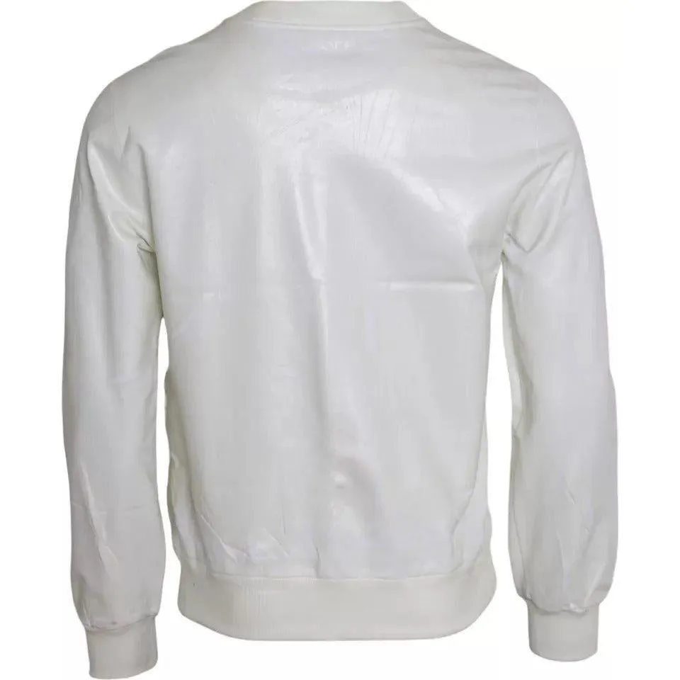 Dolce & Gabbana White Cotton Crew Neck Sweatshirt Sweater