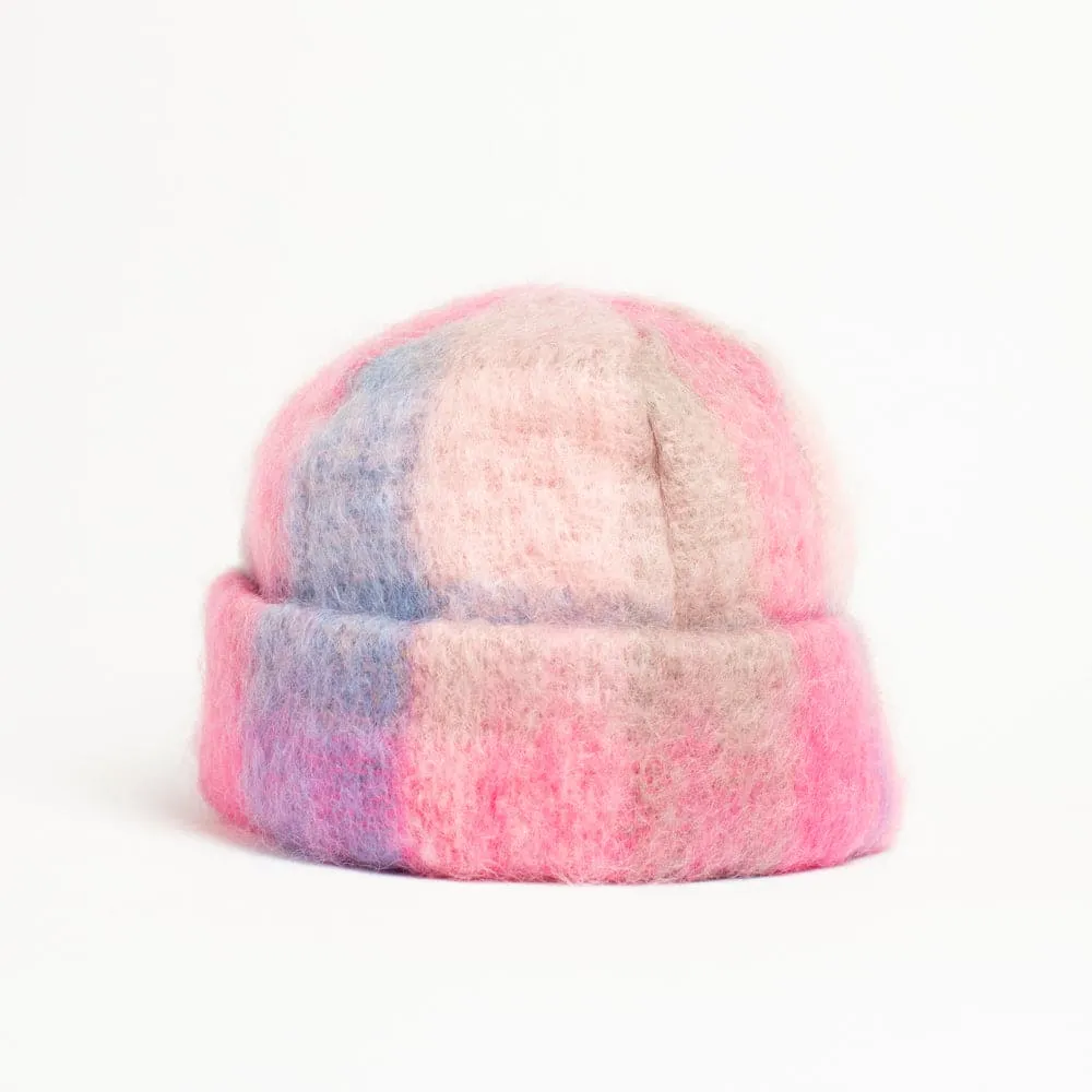 Donegal Design Mohair Hat and Scarf Set - Pink and Blue