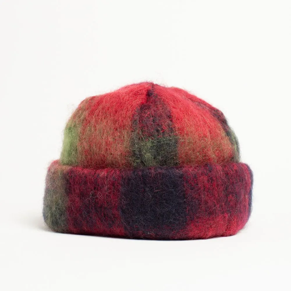 Donegal Design Mohair Hat and Scarf Set - Red, Black, and Green