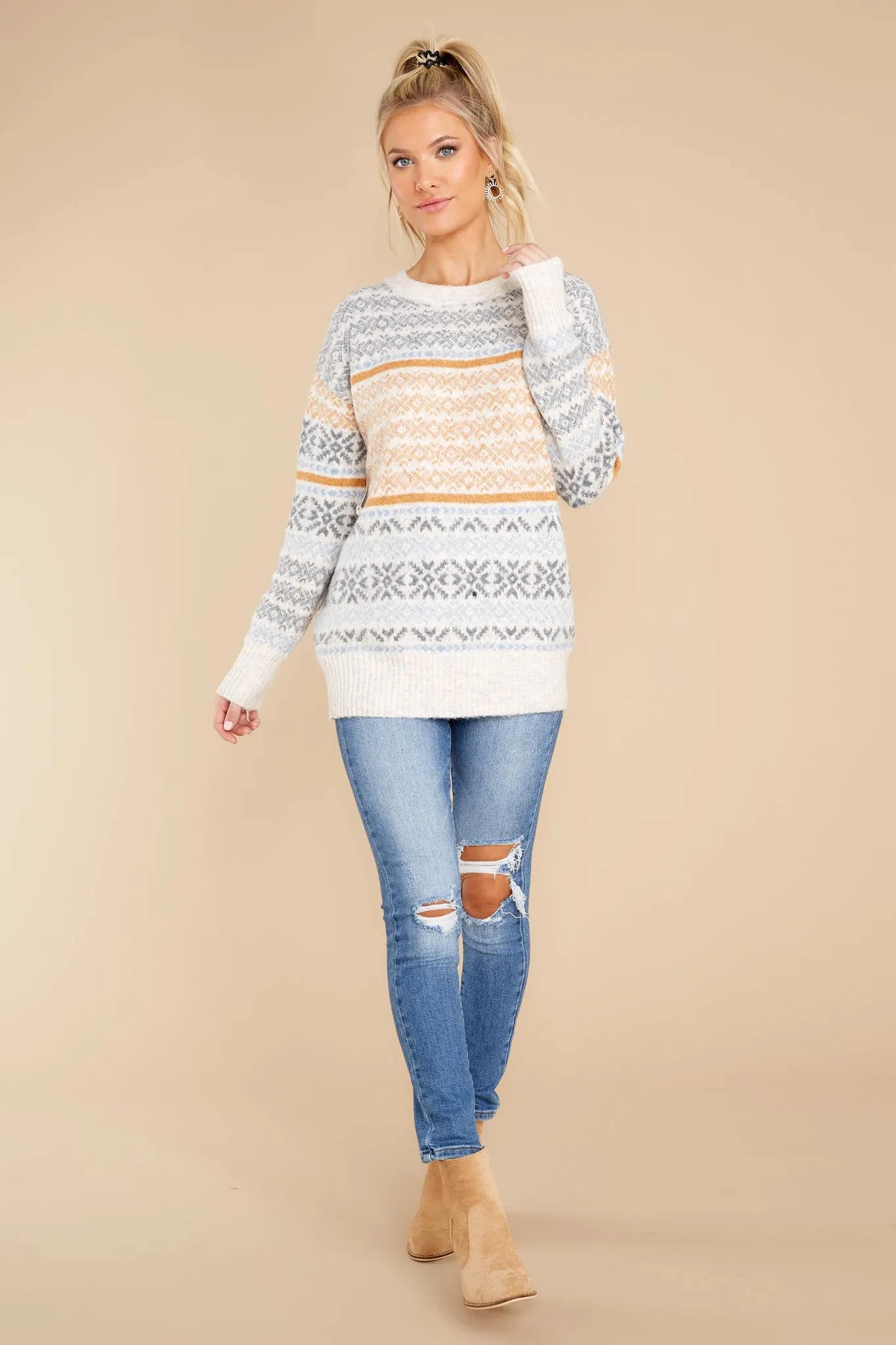 Dreamy Days Ivory Multi Knit Sweater