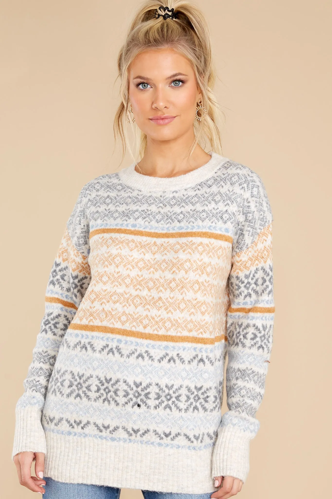 Dreamy Days Ivory Multi Knit Sweater