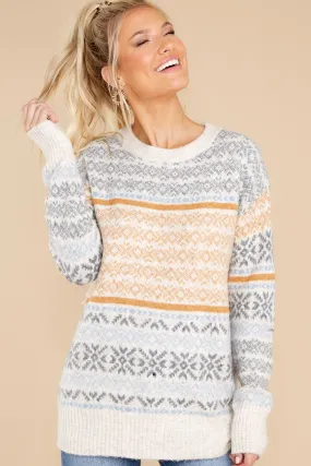 Dreamy Days Ivory Multi Knit Sweater