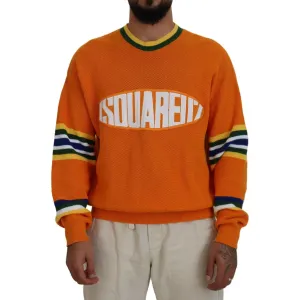 Dsquared² Orange Printed Long Sleeves Men Pullover Sweater