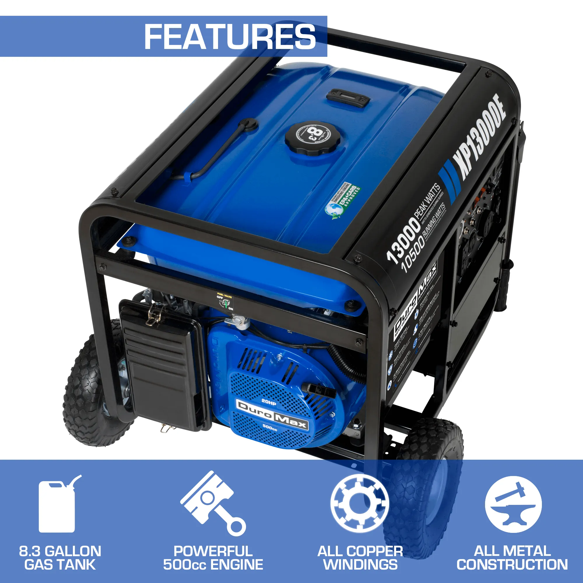 DuroMax XP13000E 13,000 Watt Portable Gas Powered Generator