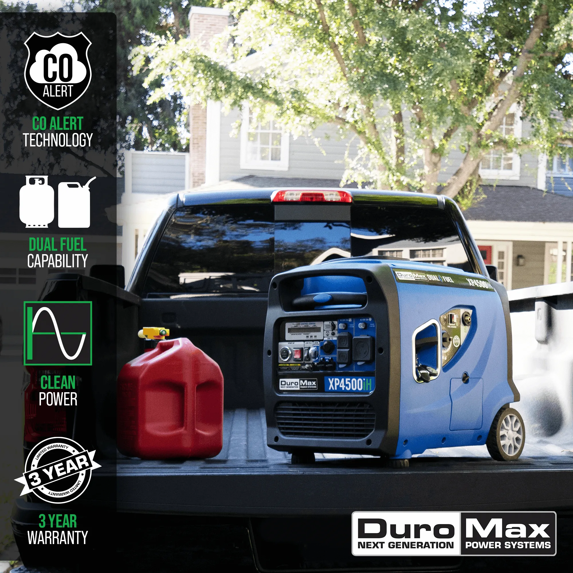 DuroMax XP4500iH 4,500 Watt Portable Dual Fuel Inverter Generator w/ CO Alert