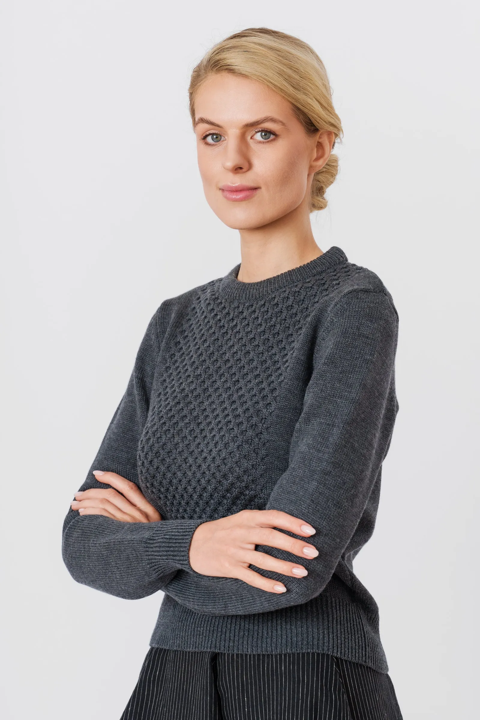 Elaine Pullover, Merino Wool, Charcoal Grey