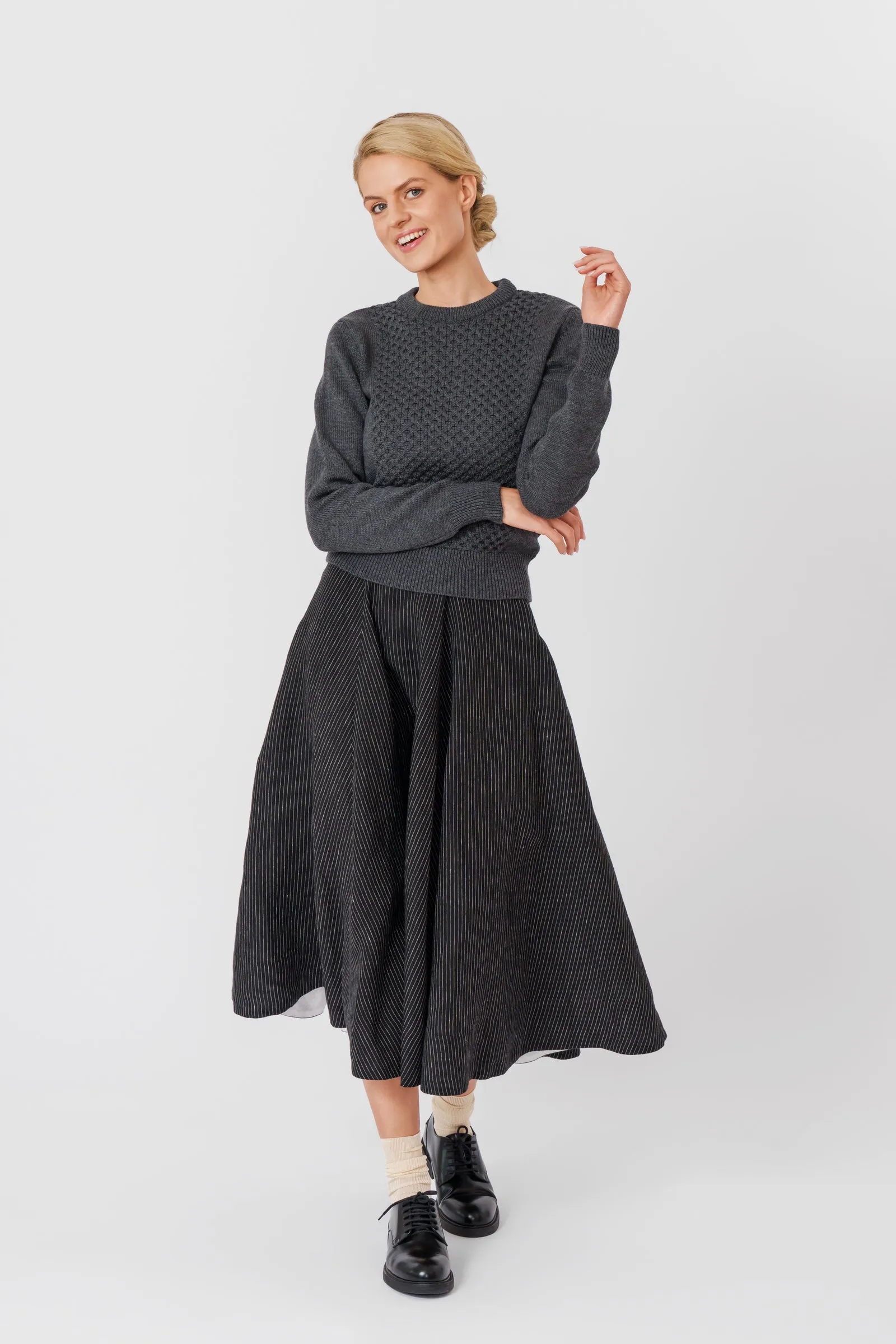 Elaine Pullover, Merino Wool, Charcoal Grey