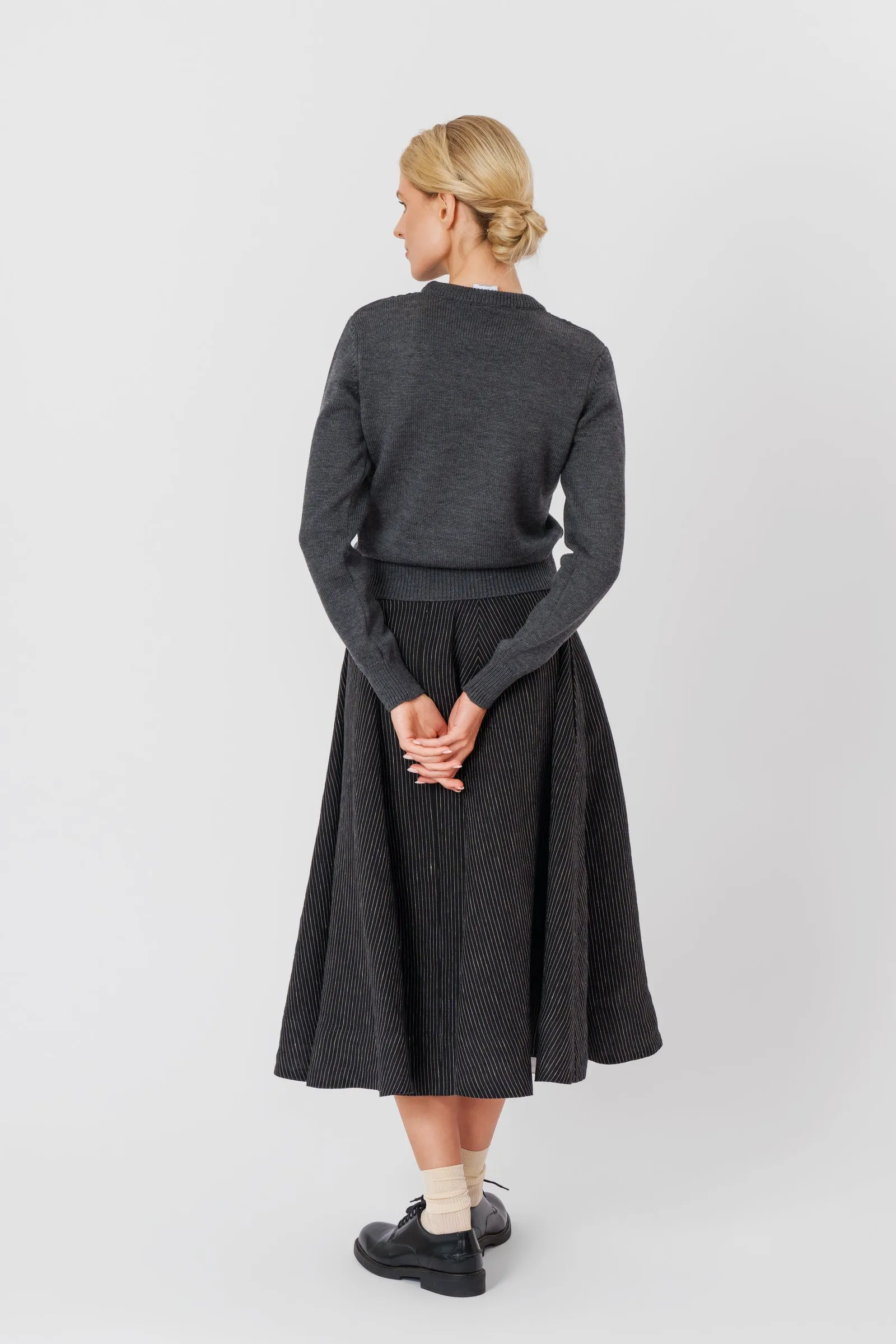 Elaine Pullover, Merino Wool, Charcoal Grey