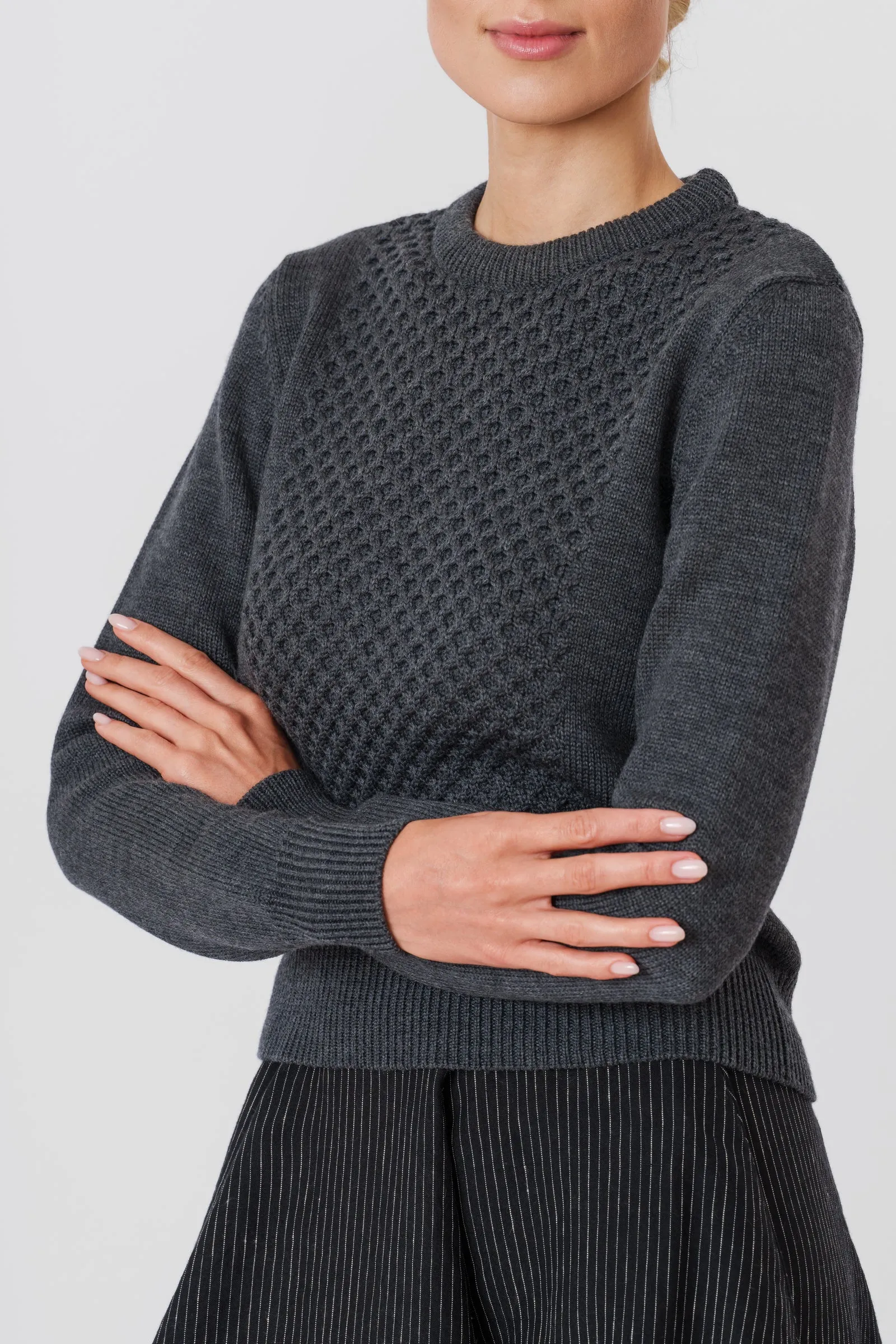 Elaine Pullover, Merino Wool, Charcoal Grey