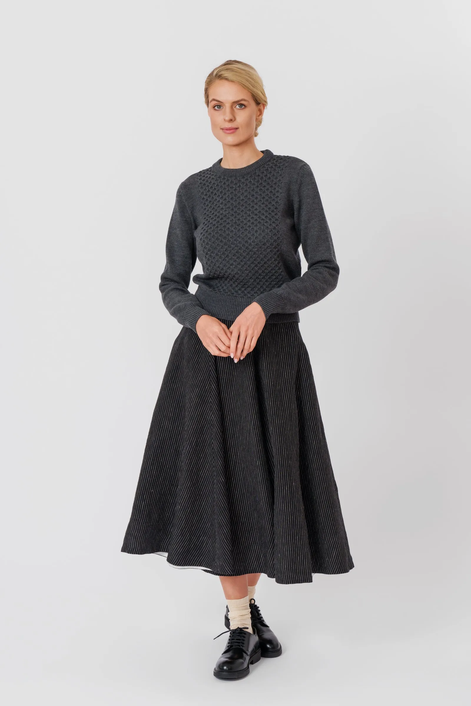 Elaine Pullover, Merino Wool, Charcoal Grey