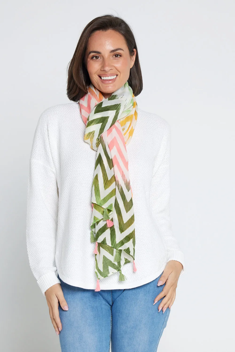 Everly Scarf -  Pink/Khaki