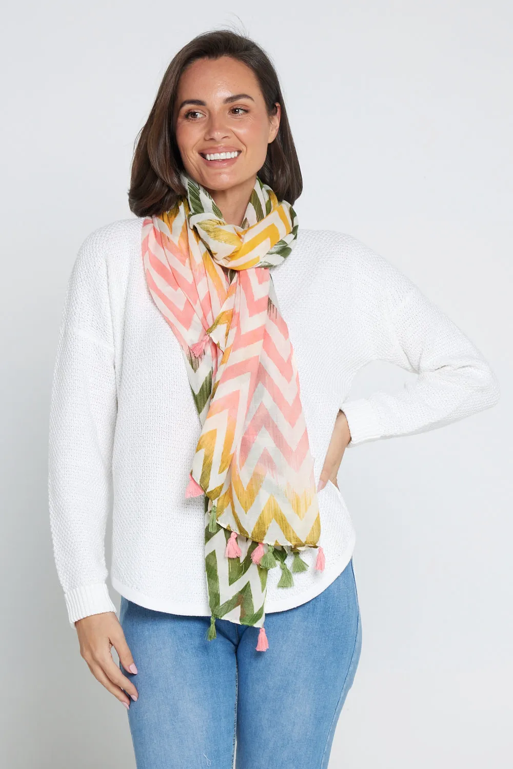 Everly Scarf -  Pink/Khaki