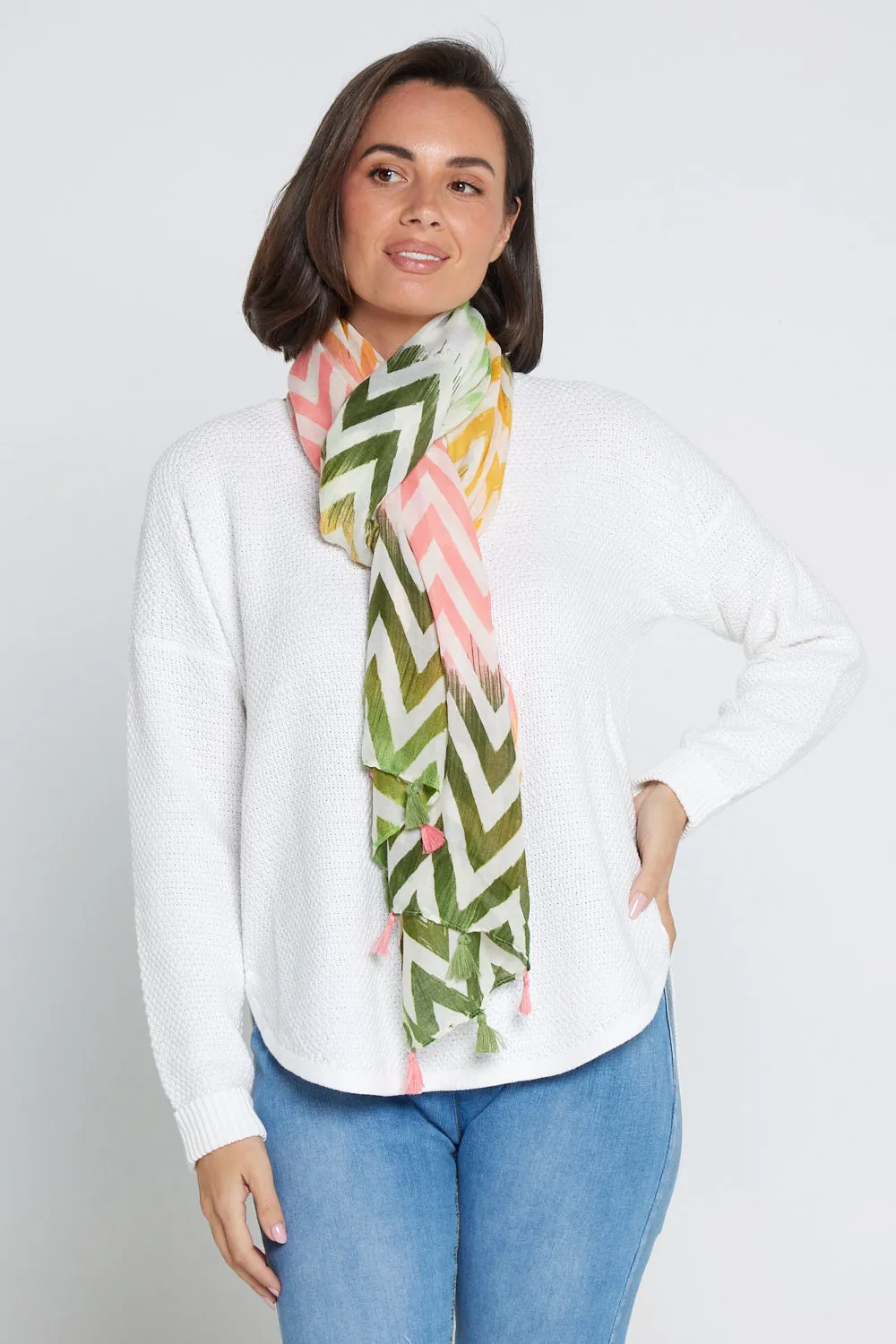 Everly Scarf -  Pink/Khaki