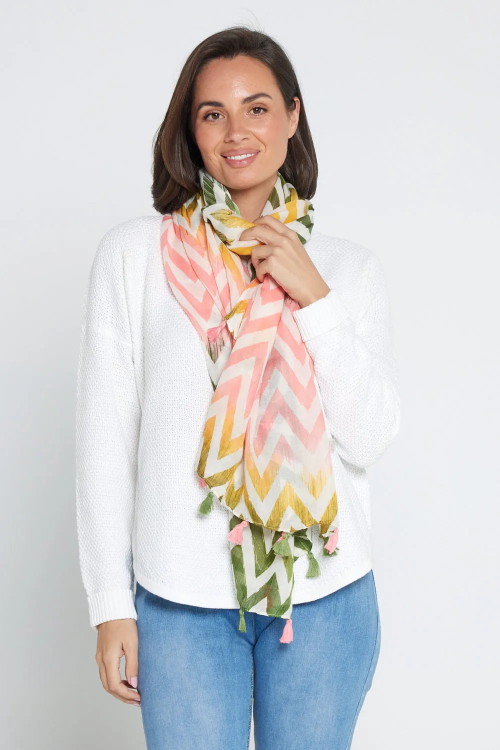 Everly Scarf -  Pink/Khaki