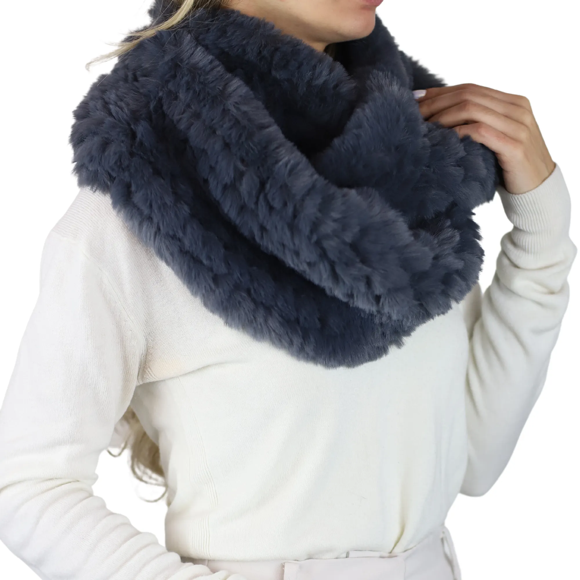 Faux Fur Knitted Infinity Scarf