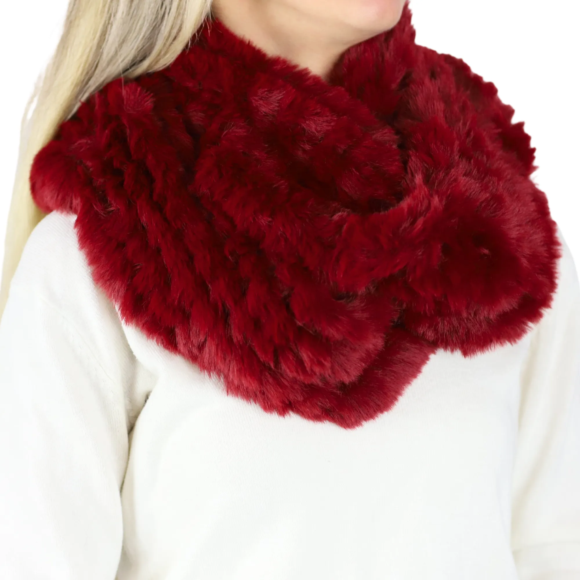 Faux Fur Knitted Infinity Scarf