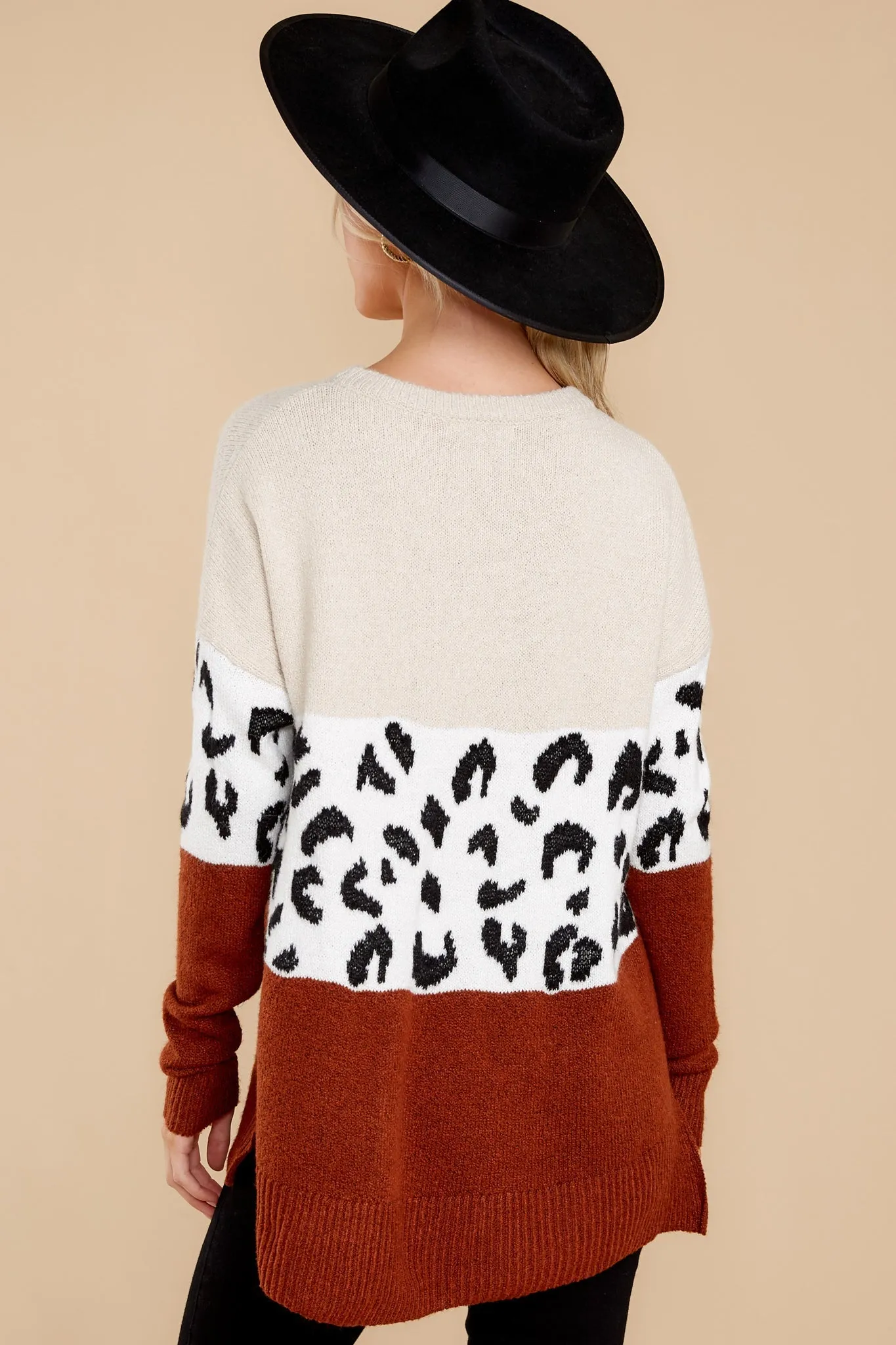 Feelin' Edgy Oatmeal Leopard Print Sweater