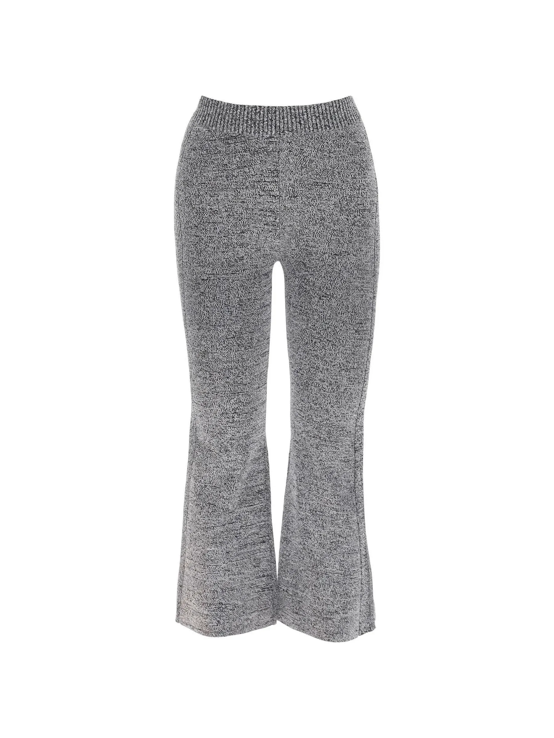 Flared Ribbed Knit Trousers