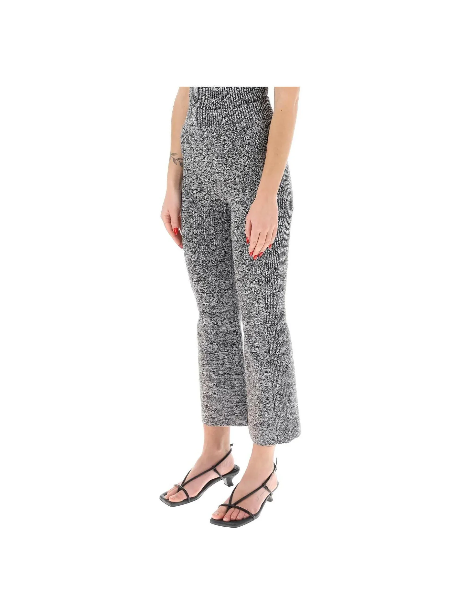 Flared Ribbed Knit Trousers