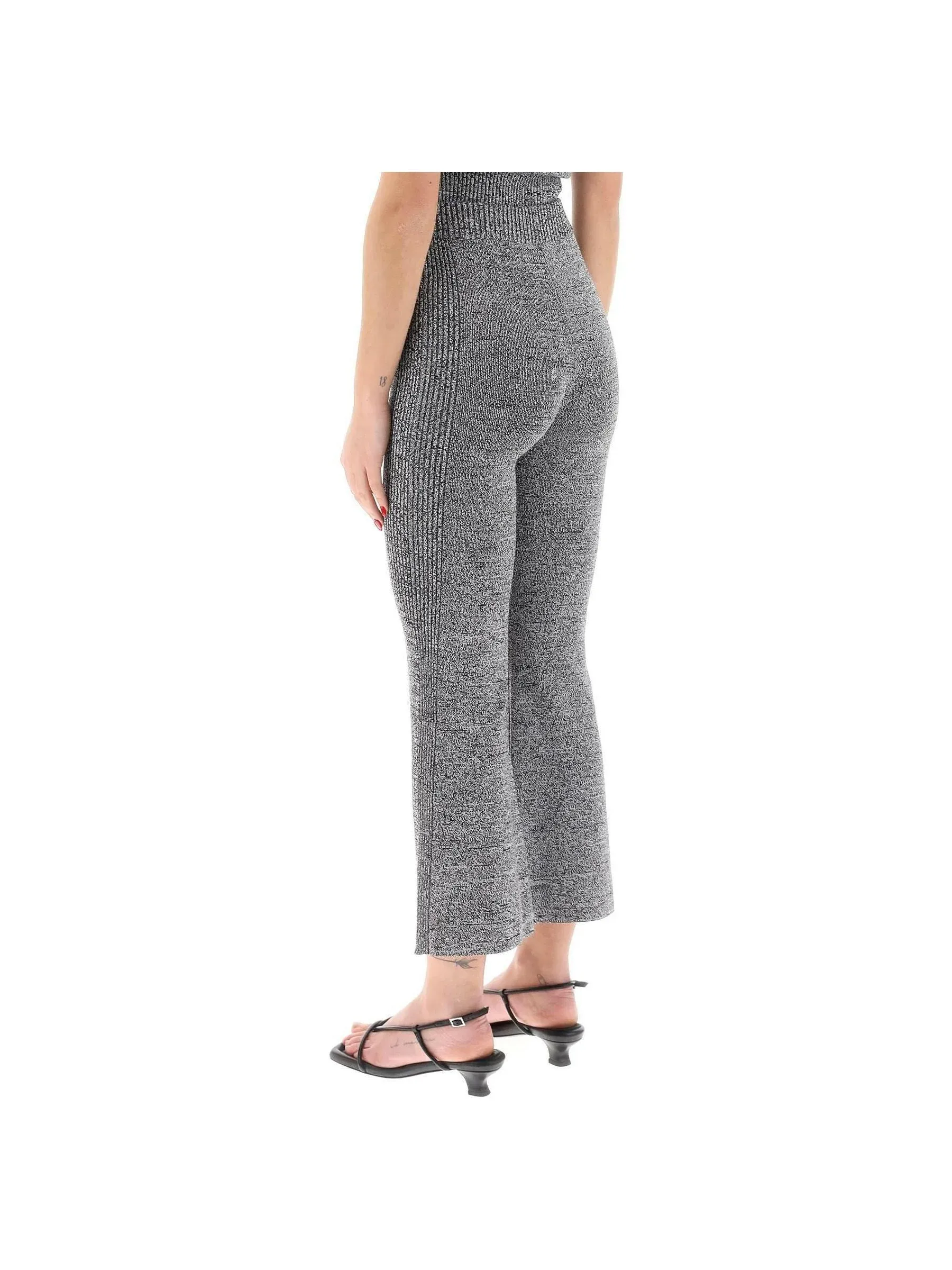 Flared Ribbed Knit Trousers