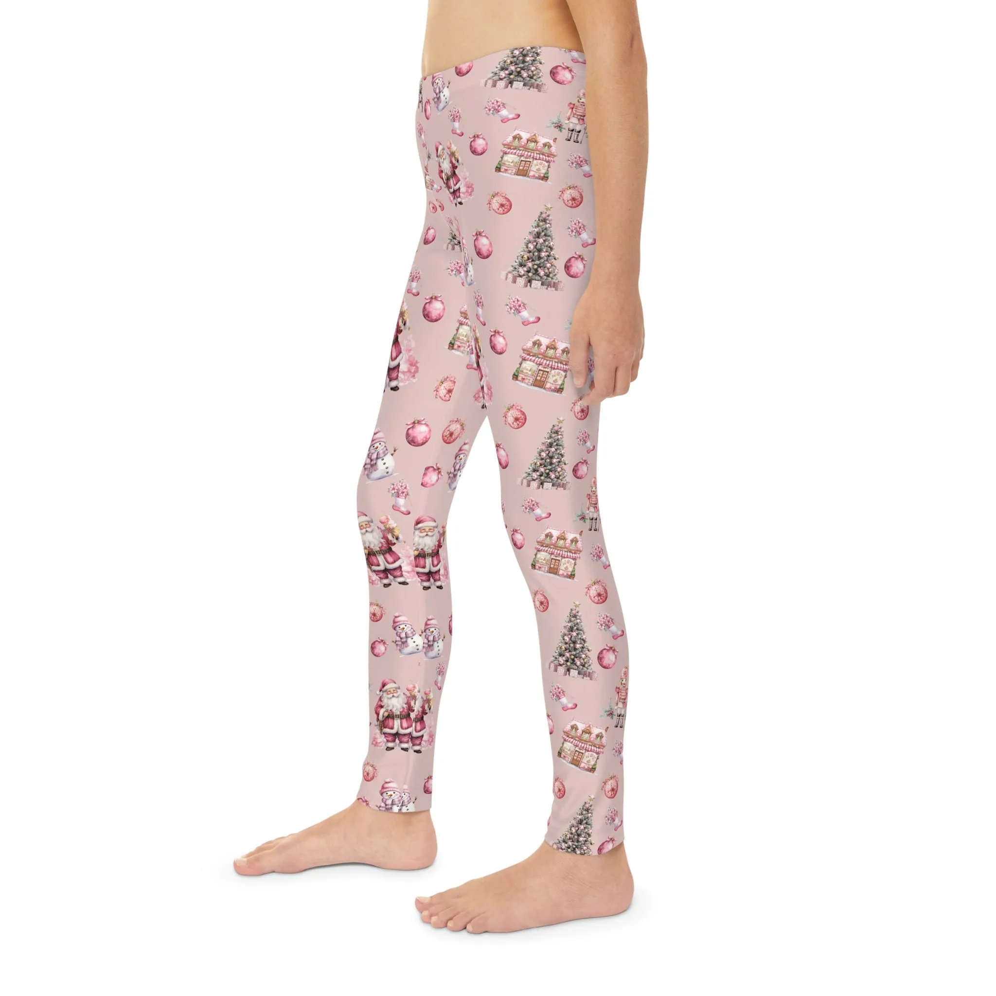 Full-Length Leggings Pink Christmas - Kids Leggings