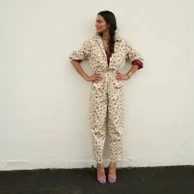 Future Collective Jenny K Lopez Women's Long Sleeve Boilersuit Jumpsuit, Floral