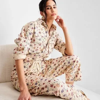 Future Collective Jenny K Lopez Women's Long Sleeve Boilersuit Jumpsuit, Floral