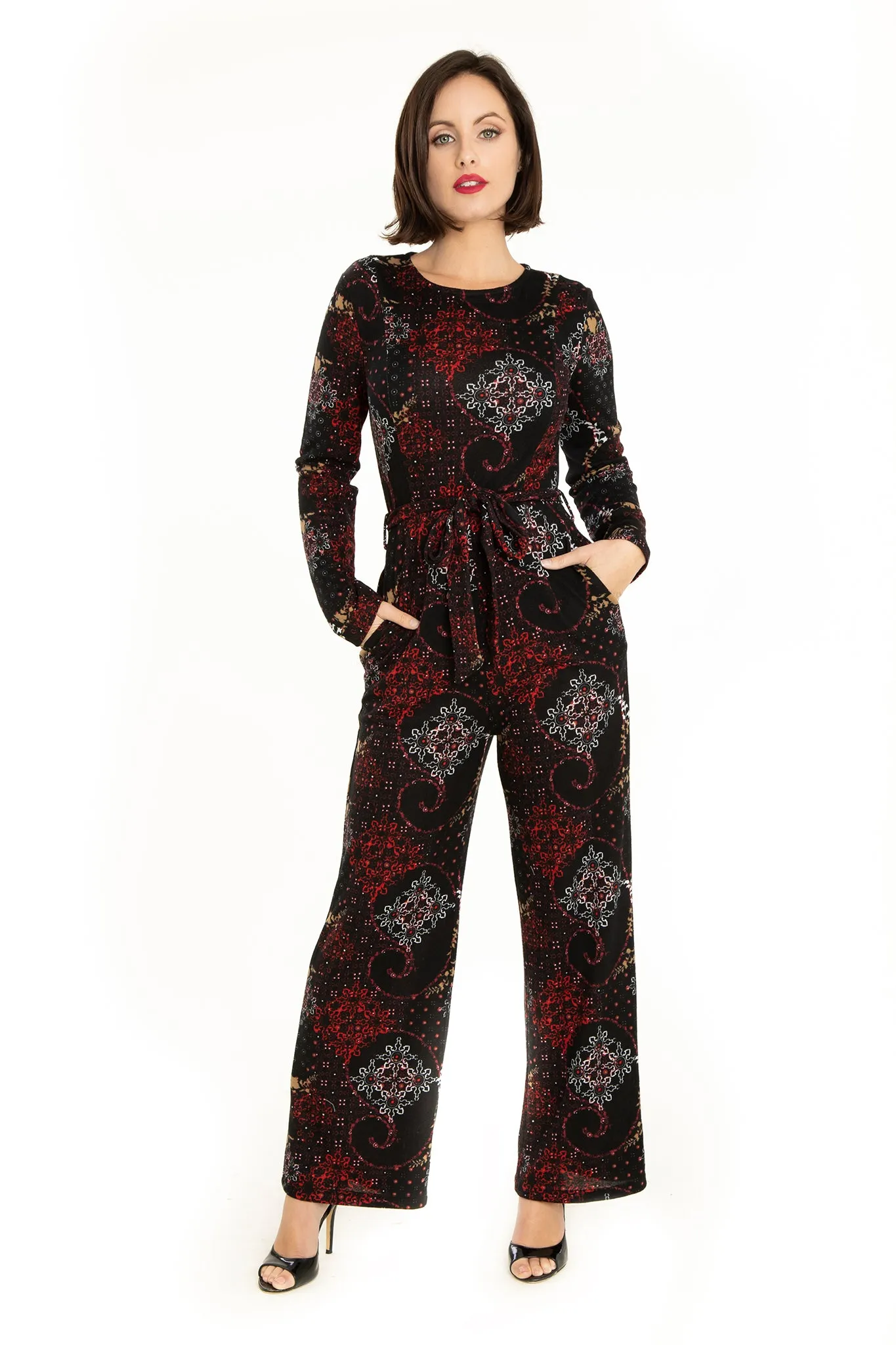 Geometric Snow Pattern Knit Jumpsuit