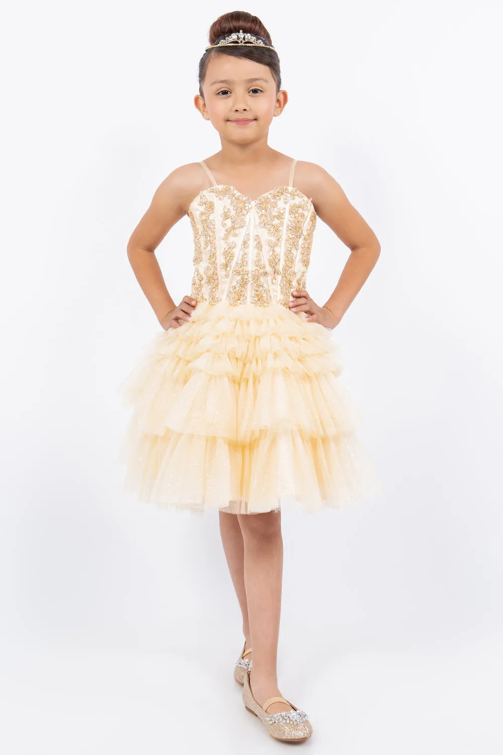 Glitter Corset A-Line Girl Party Dress by Cinderella Couture USA AS5133