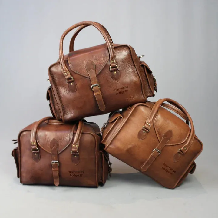 Grand Master Blue Lodge Travel Bag - Vintage Brown Leather