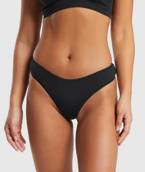 Gymshark Cotton Dipped Front Thong - Black