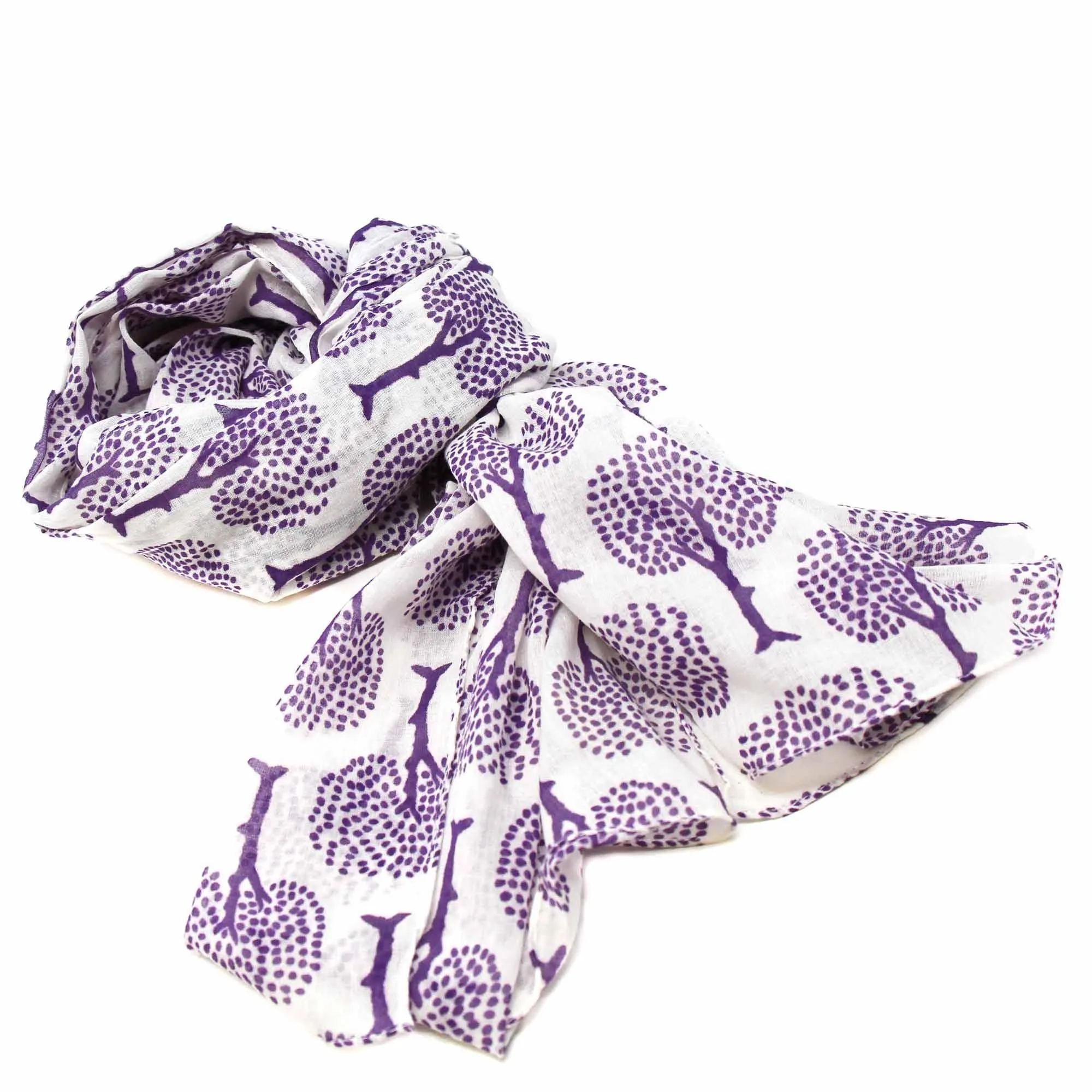 Hand-printed Cotton Scarf, Tree of Life Design