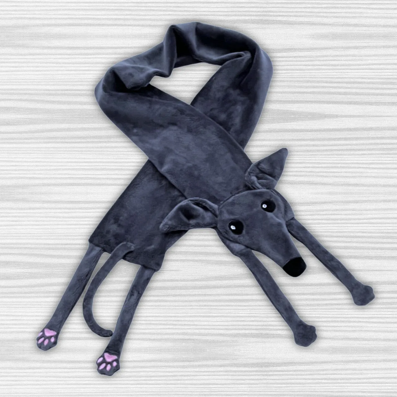 Houndie Cuddler Scarf Greyhound Whippet Charcoal Grey