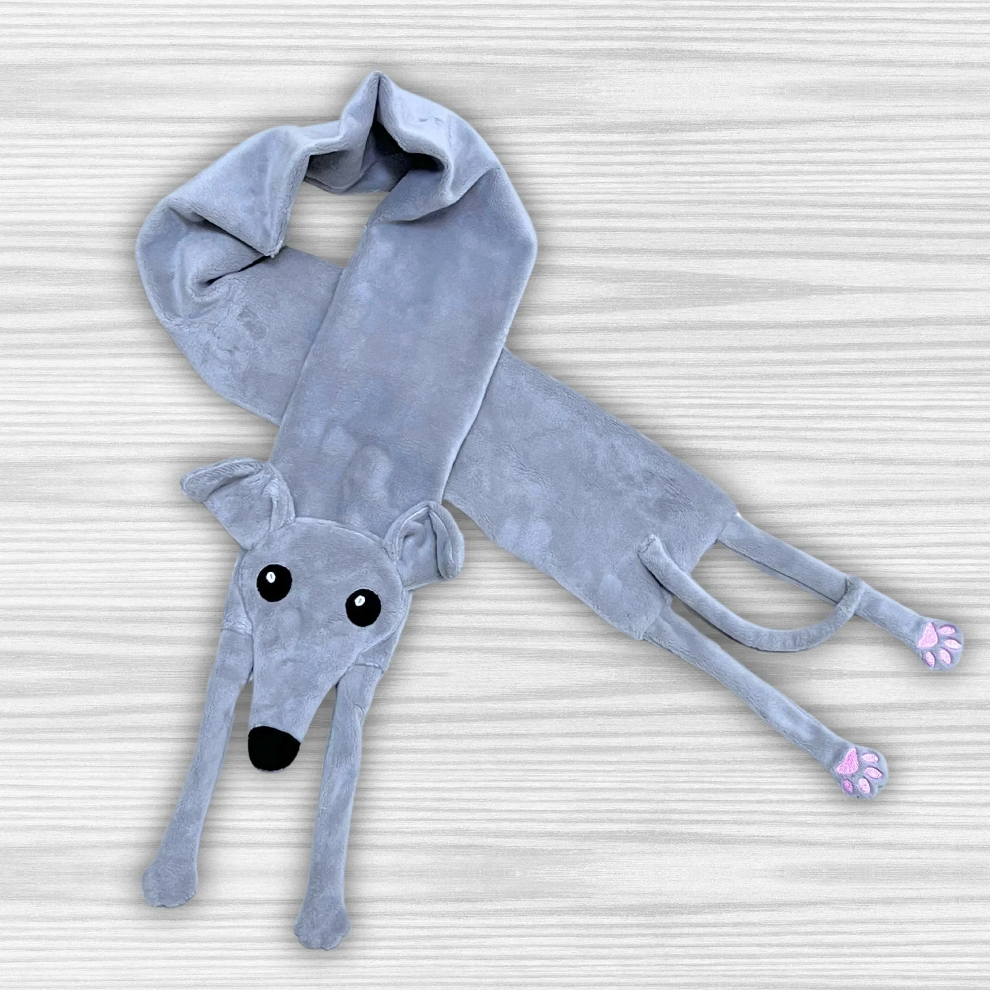 Houndie Cuddler Scarf Greyhound Whippet Light Grey