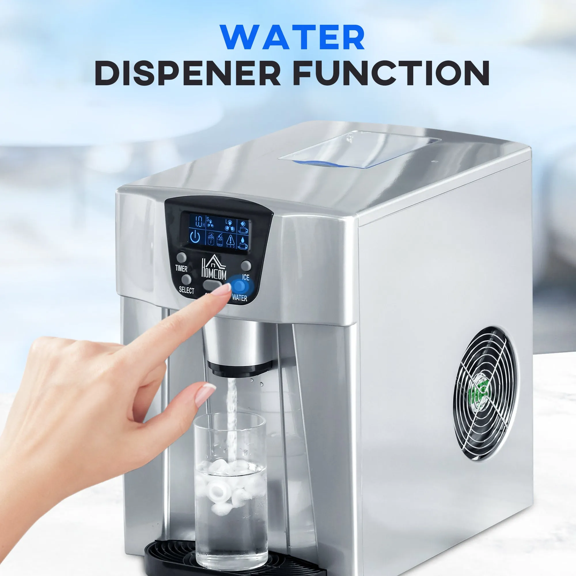 Ice Maker Machine and Water Dispenser No Plumbing Required Silver