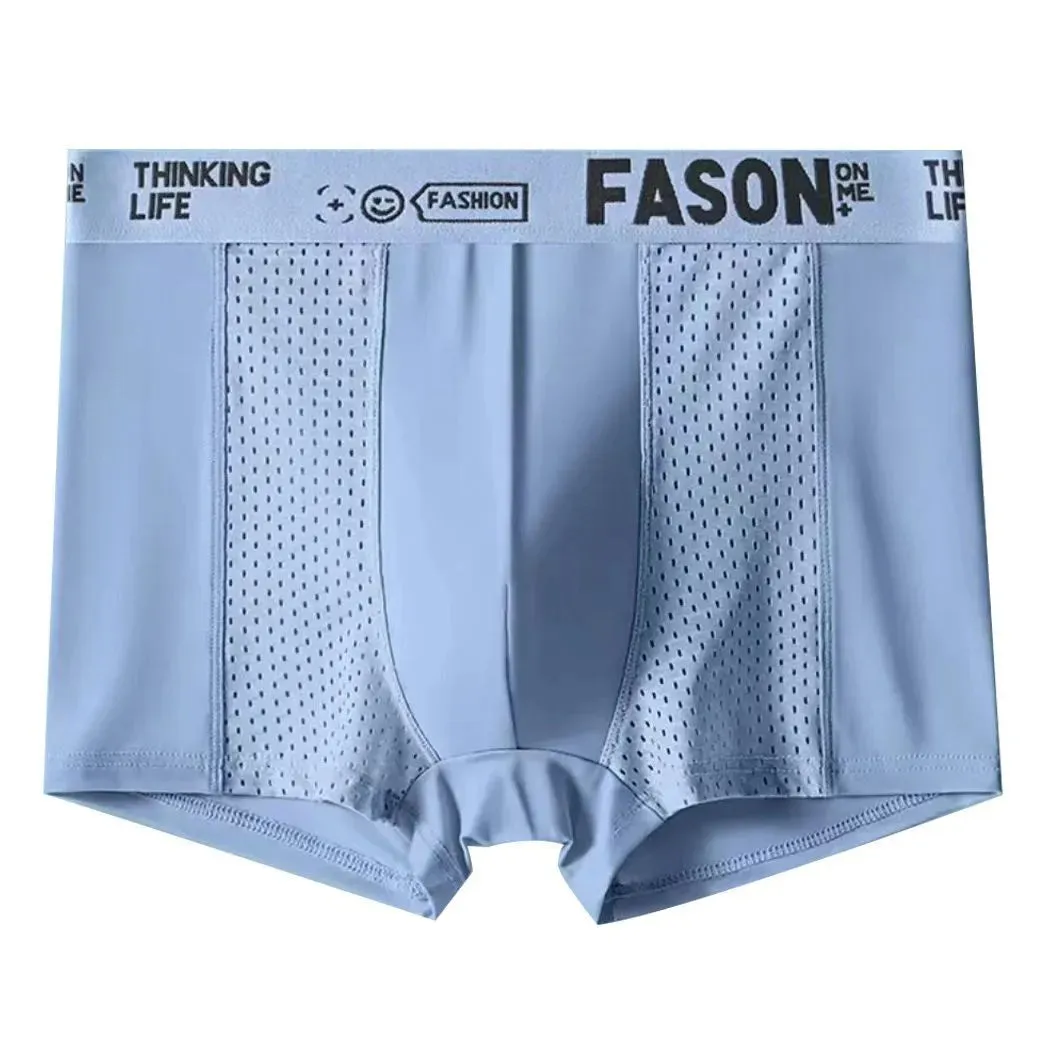 Ice Silk Solid Mesh Boxer