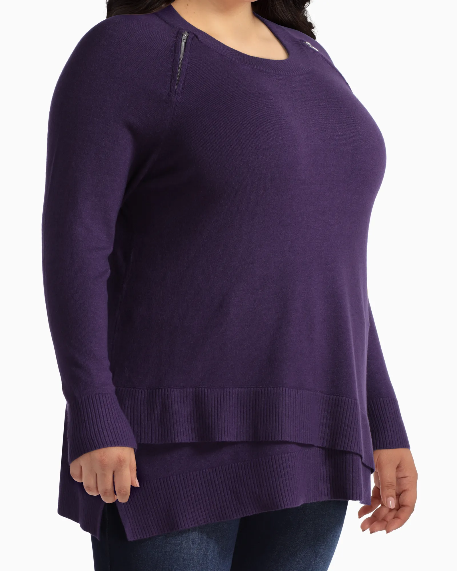 Iclyn Modern Zipper Sweater | Purple