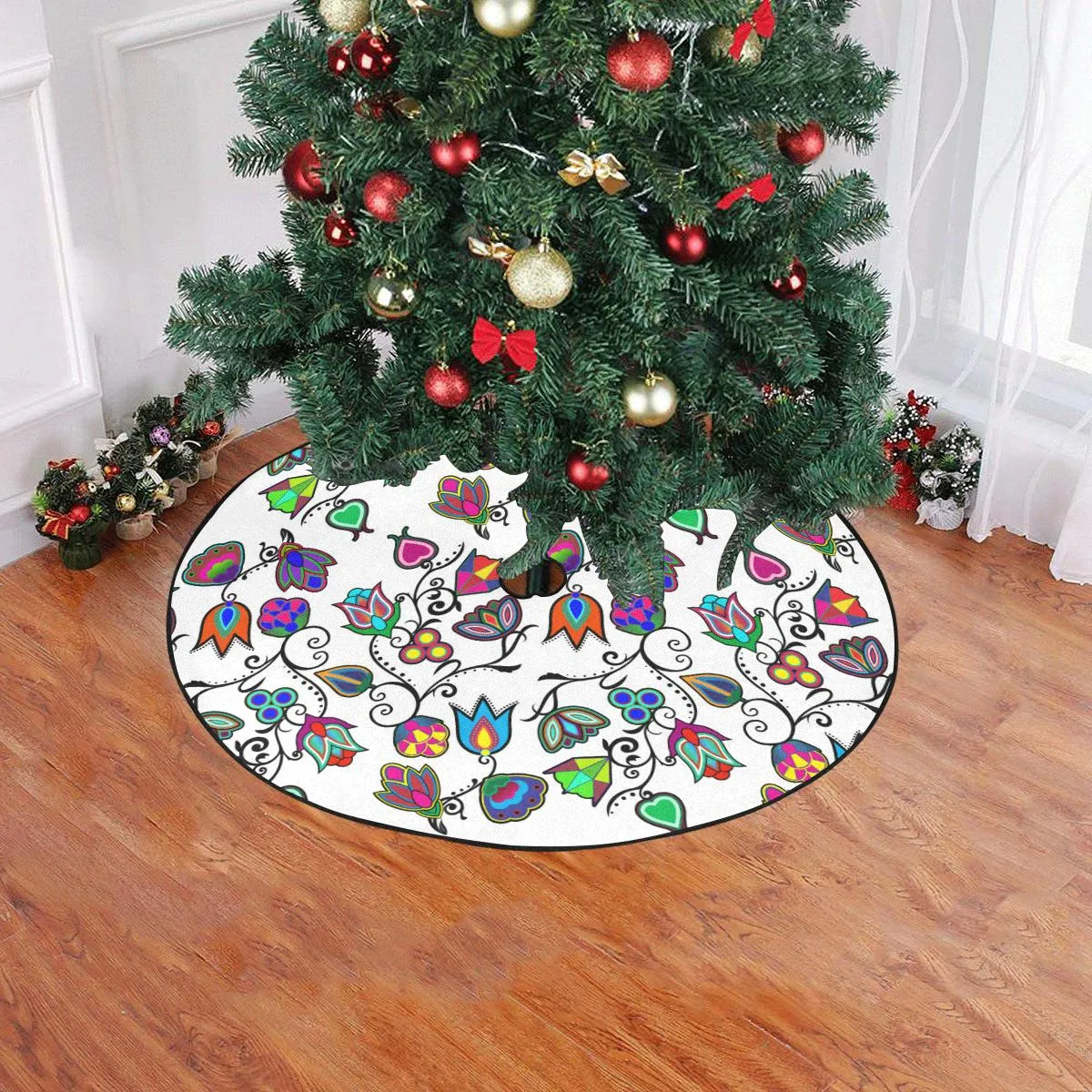 Indigenous Paisley - White Christmas Tree Skirt 47" x 47"