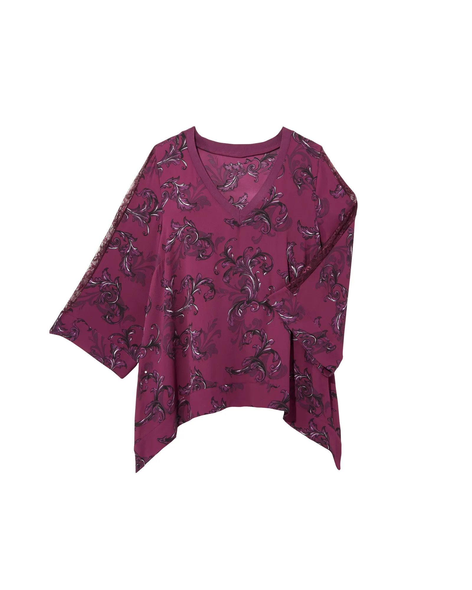 Jaclyn Lace Insert Top | Burgundy / Purple