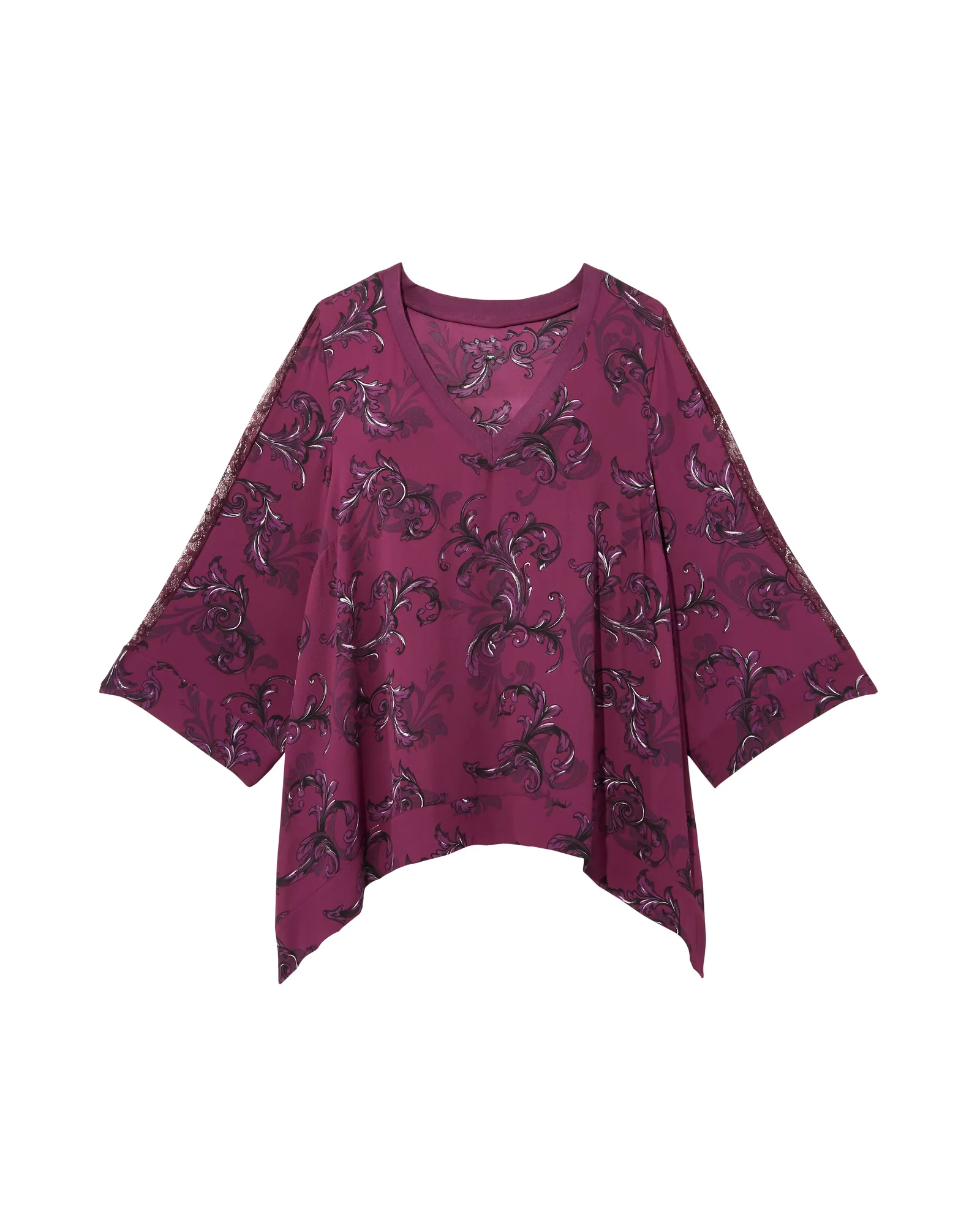 Jaclyn Lace Insert Top | Burgundy / Purple