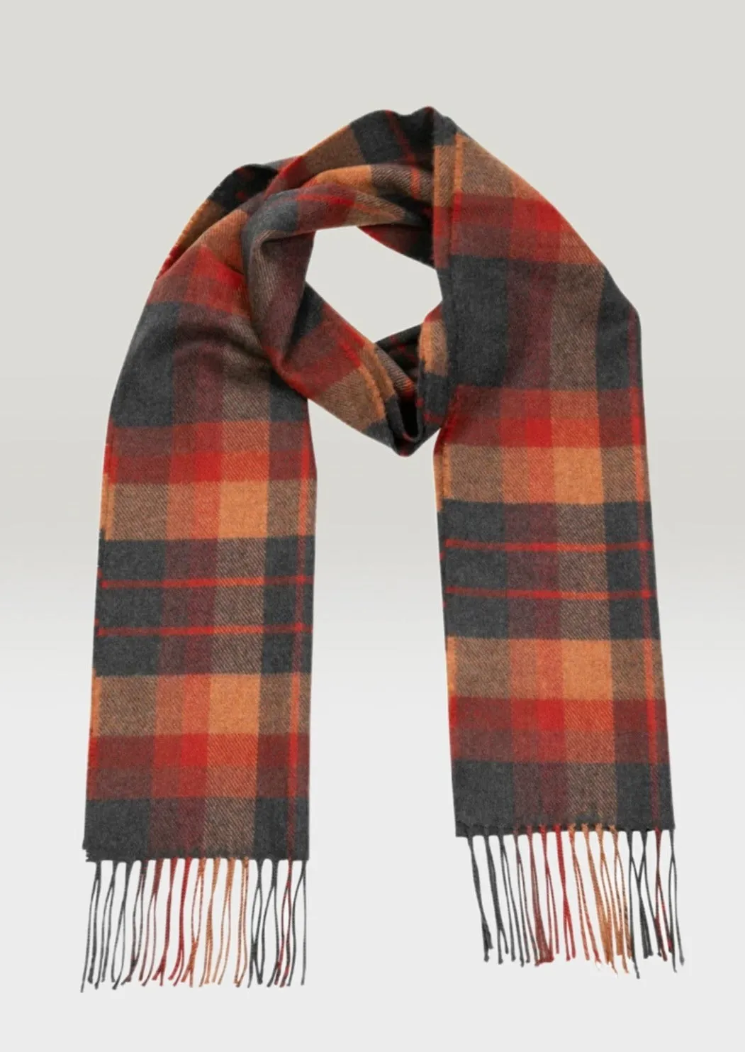 John Hanly Merino Scarf | Orange Charcoal