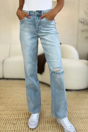 Judy Blue High Waist Distressed Straight Jeans [Online Exclusive]