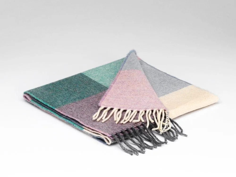 Lambswool Scarf Ladies- Spearmint and Smoke Check