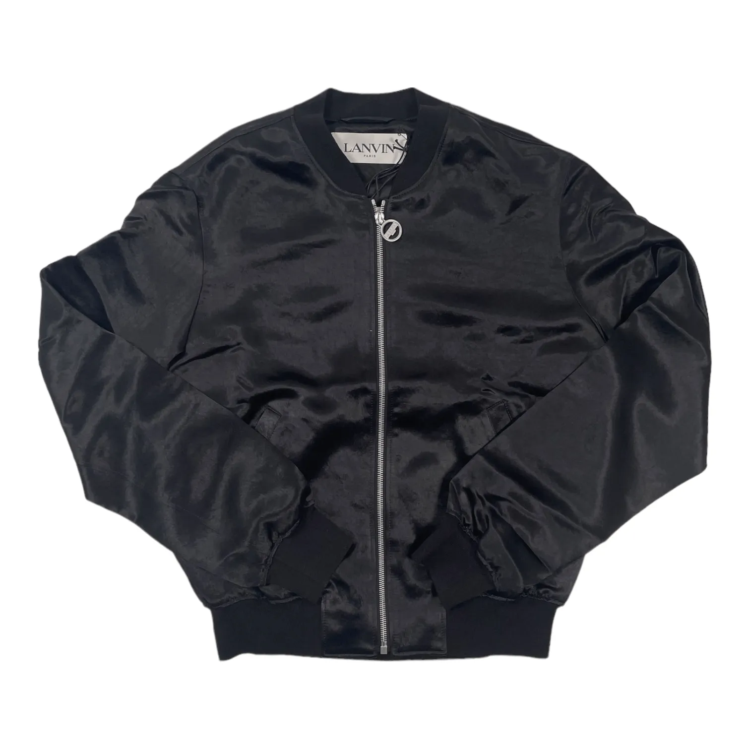 Lanvin Logo Print Teddy Bomber Jacket Black