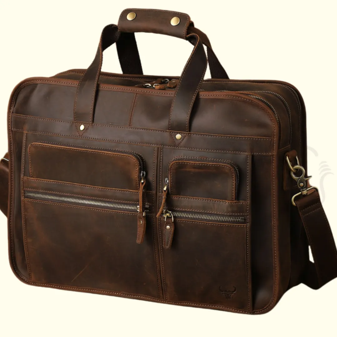 Large Full Grain Leather Laptop Briefcase