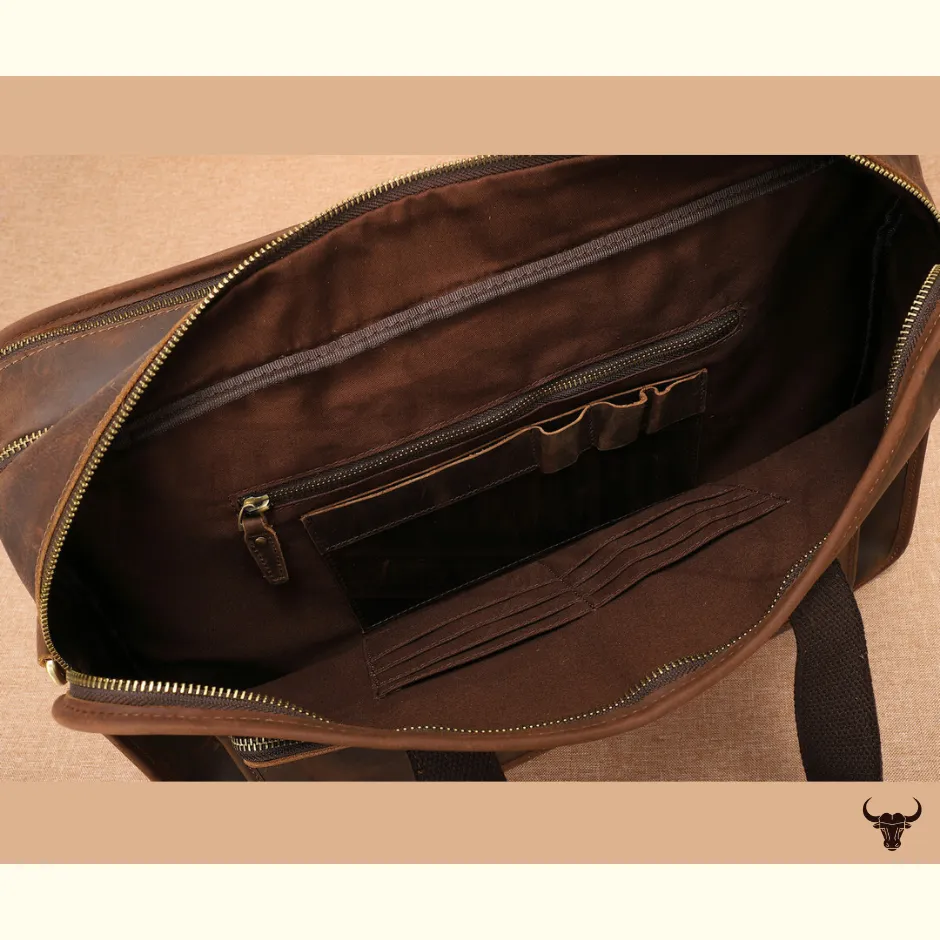 Large Full Grain Leather Laptop Briefcase